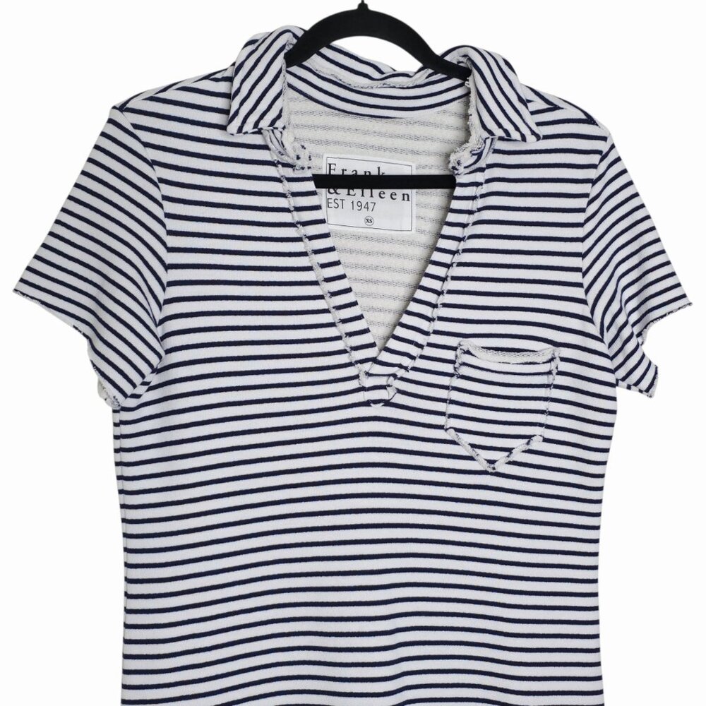 Frank & Eileen Lauren Polo Mini Dress Navy French Stripe Triple Fleece Size XS - Picture 5 of 11